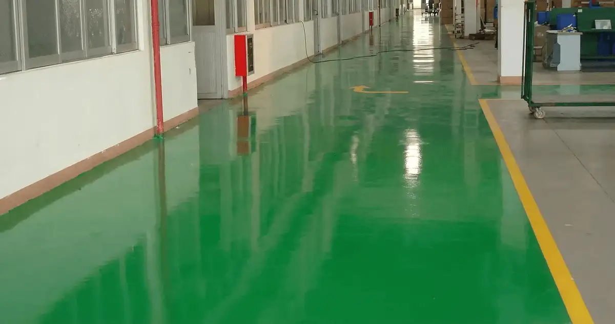 A factory floor professionally covered and marked with epoxy flooring in Duluth, MN