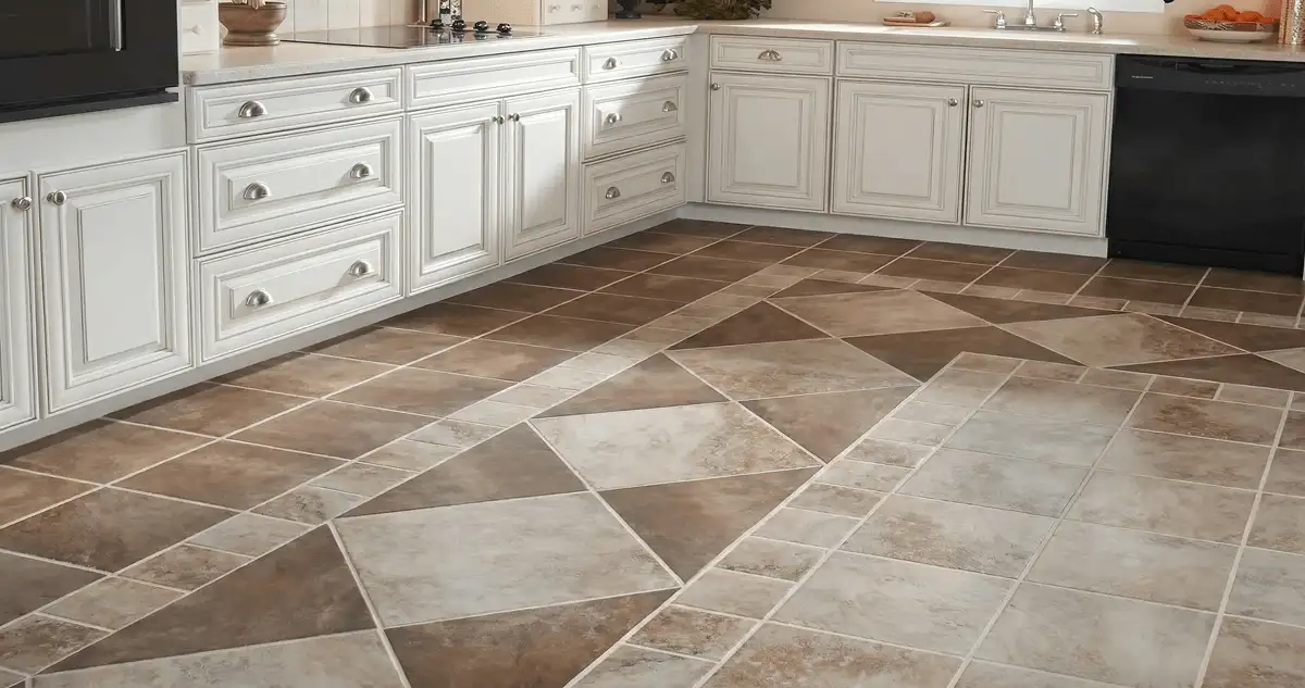 Kitchen with white cabinets and a professionally installed tile floor in Duluth, MN